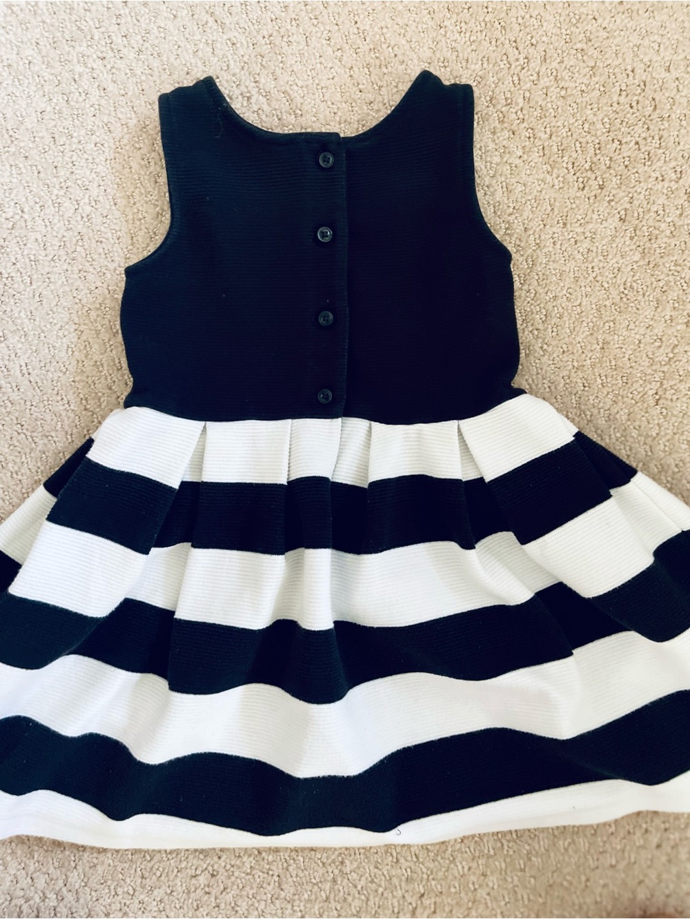 Janie and Jack Black & White Bow-Accent Ribbed Dress